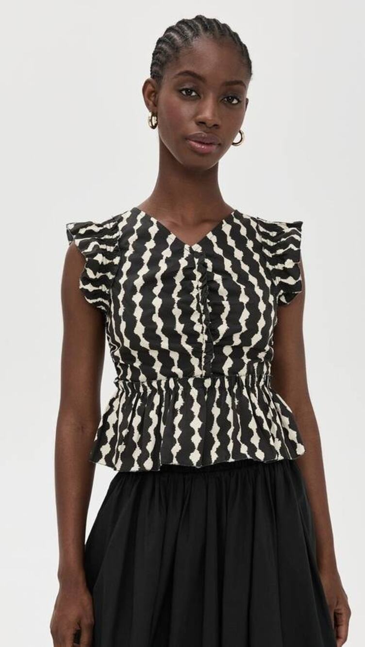 Rails Cali Peplum Top in Painted Noir L